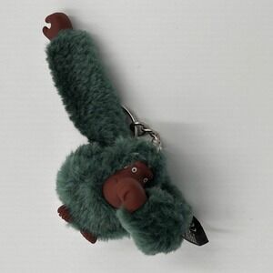 Kipling Gorilla Keychain Bag Charm Elin Green Faux Fur Monkey